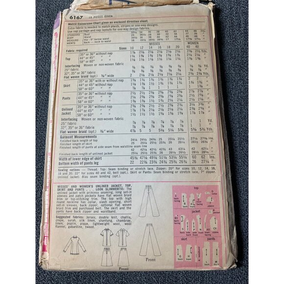 Simplicity Misses Top Skirt Pants Sewing Pattern sz 14 6167 - uncut - Picture 6 of 9